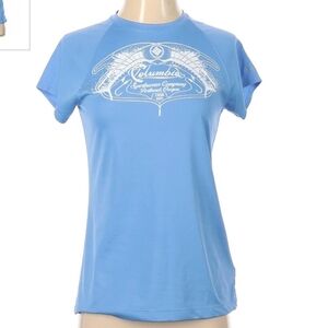 Columbia PFG Omni-Shade Blue Short Sleeve Fishing T-Shirt Women's Small S EUC